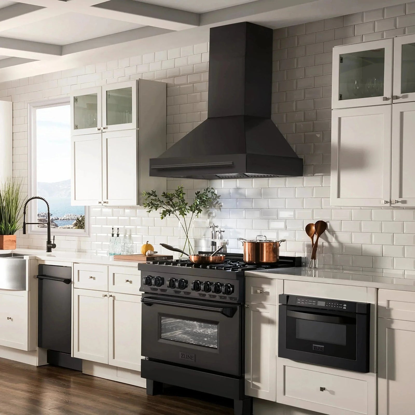 ZLINE Black Stainless Steel Range Hood with Black Stainless Steel Handle - BS655-30-BS