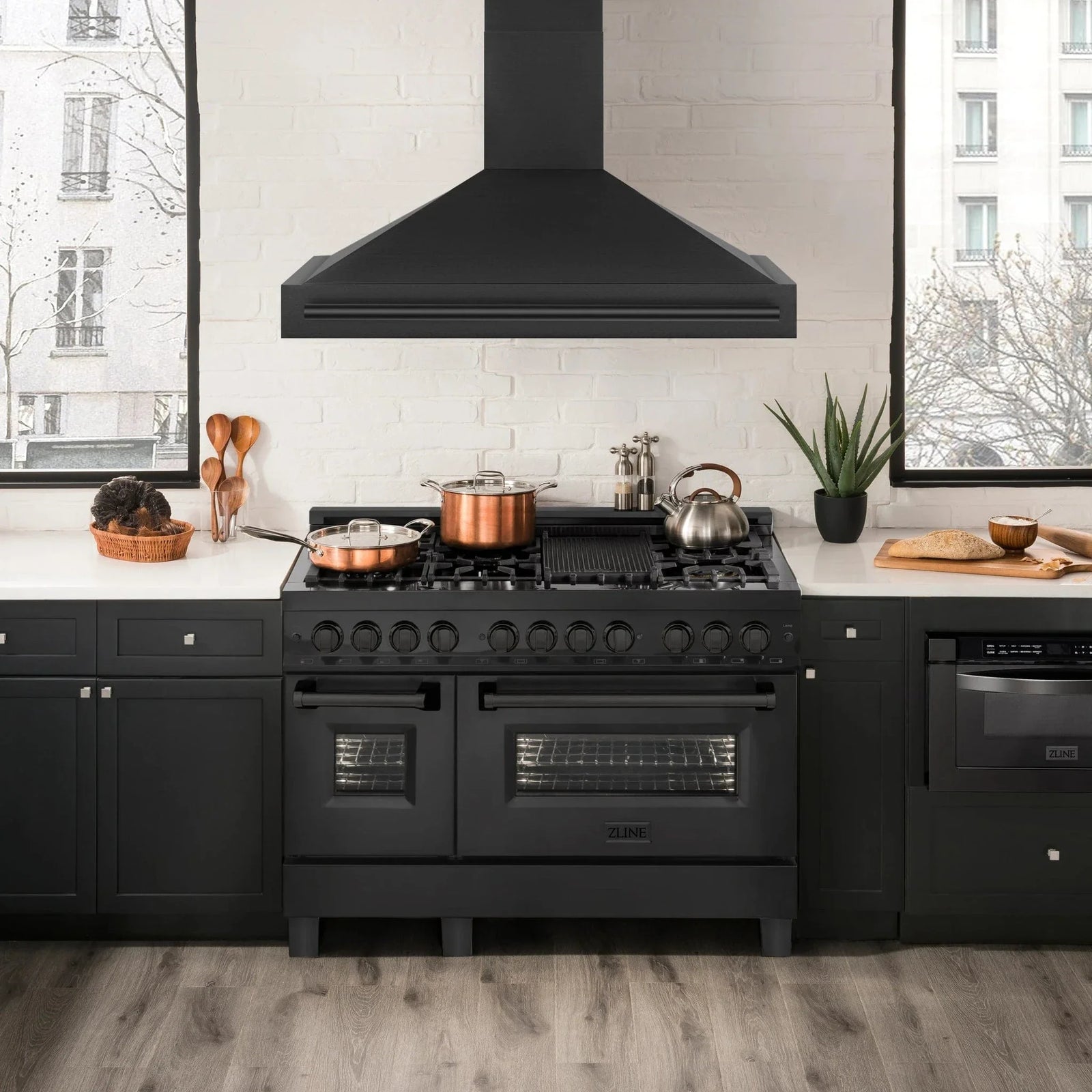 ZLINE Black Stainless Steel Range Hood with Black Stainless Steel Handle - BS655-48-BS