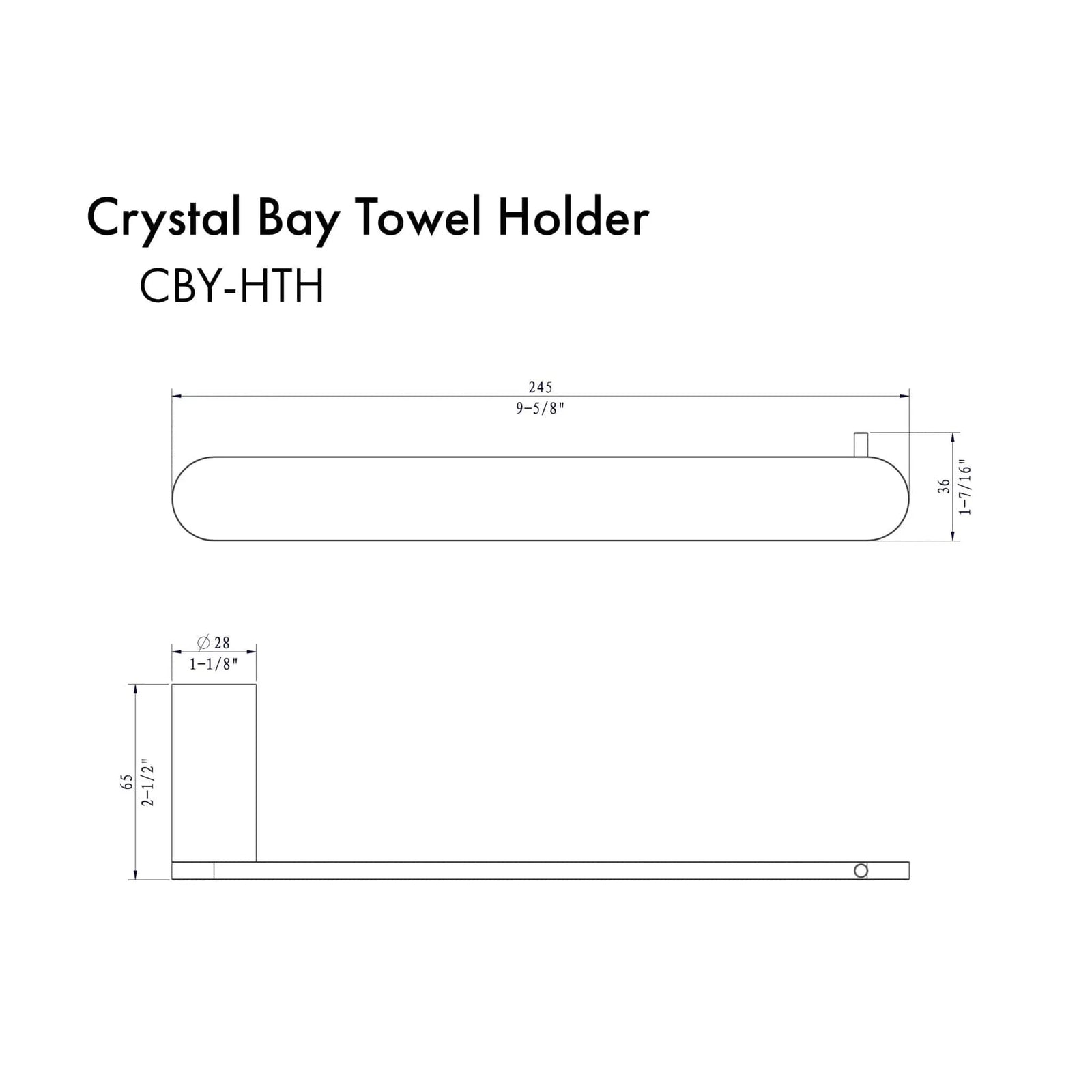 ZLINE Crystal Bay Towel Holder CBY-HTH-MB
