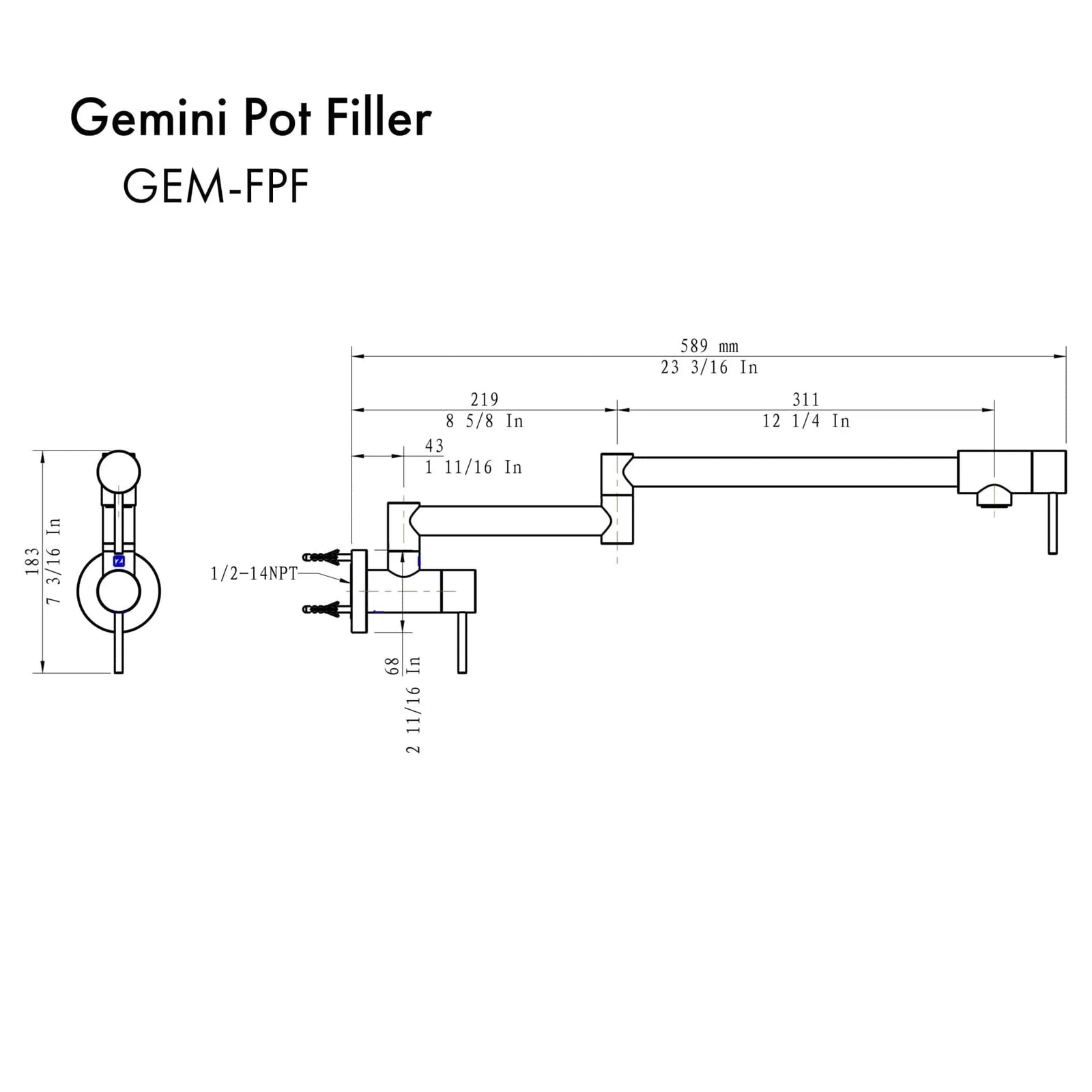 ZLINE Gemini Pot Filler GEM-FPF-CB