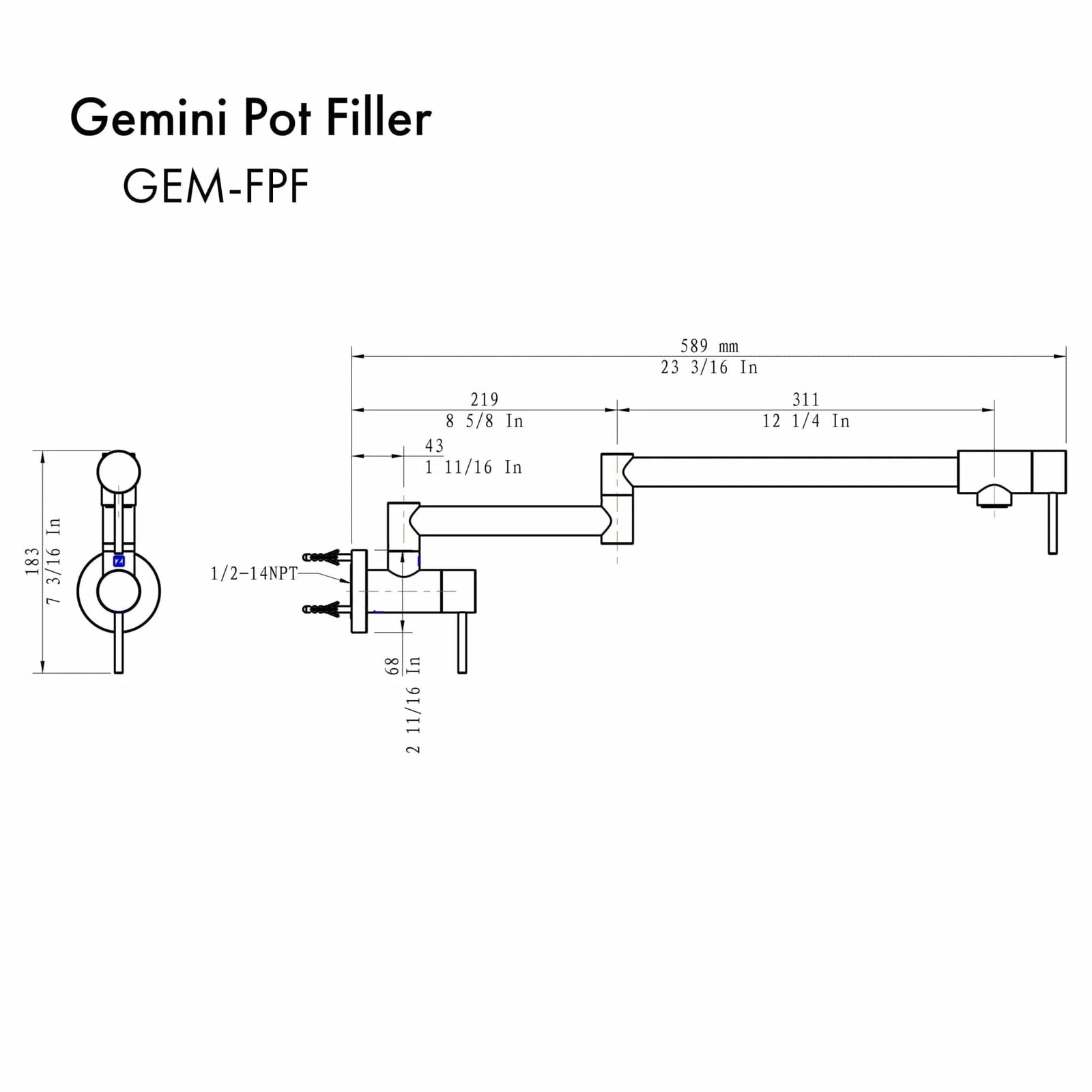 ZLINE Gemini Pot Filler GEM-FPF-CH