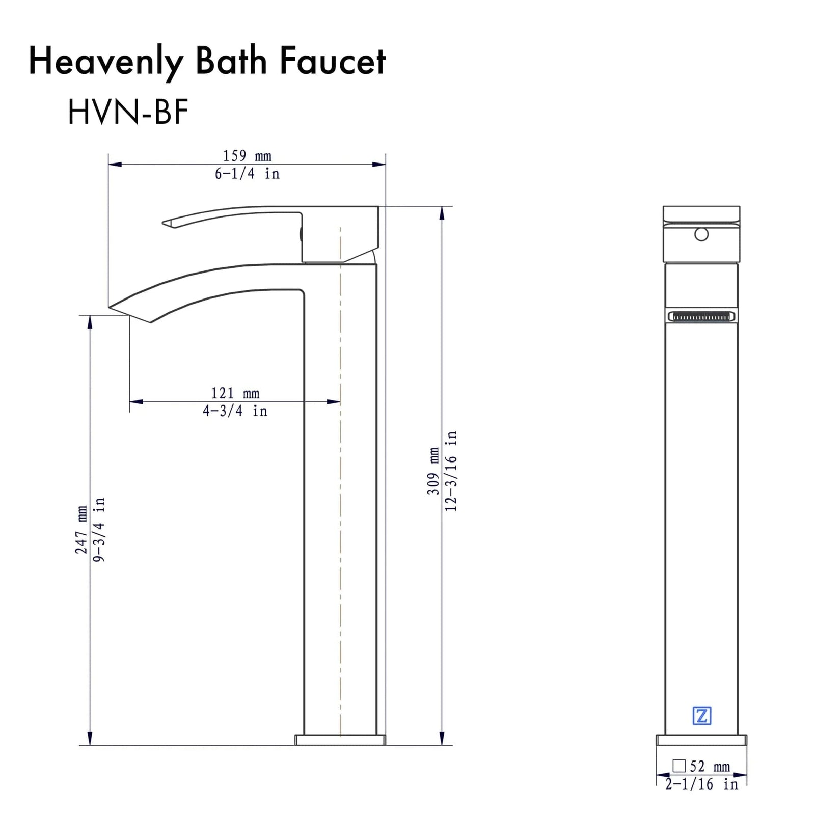 ZLINE Heavenly Bath Faucet in Chrome, HVN-BF-BN