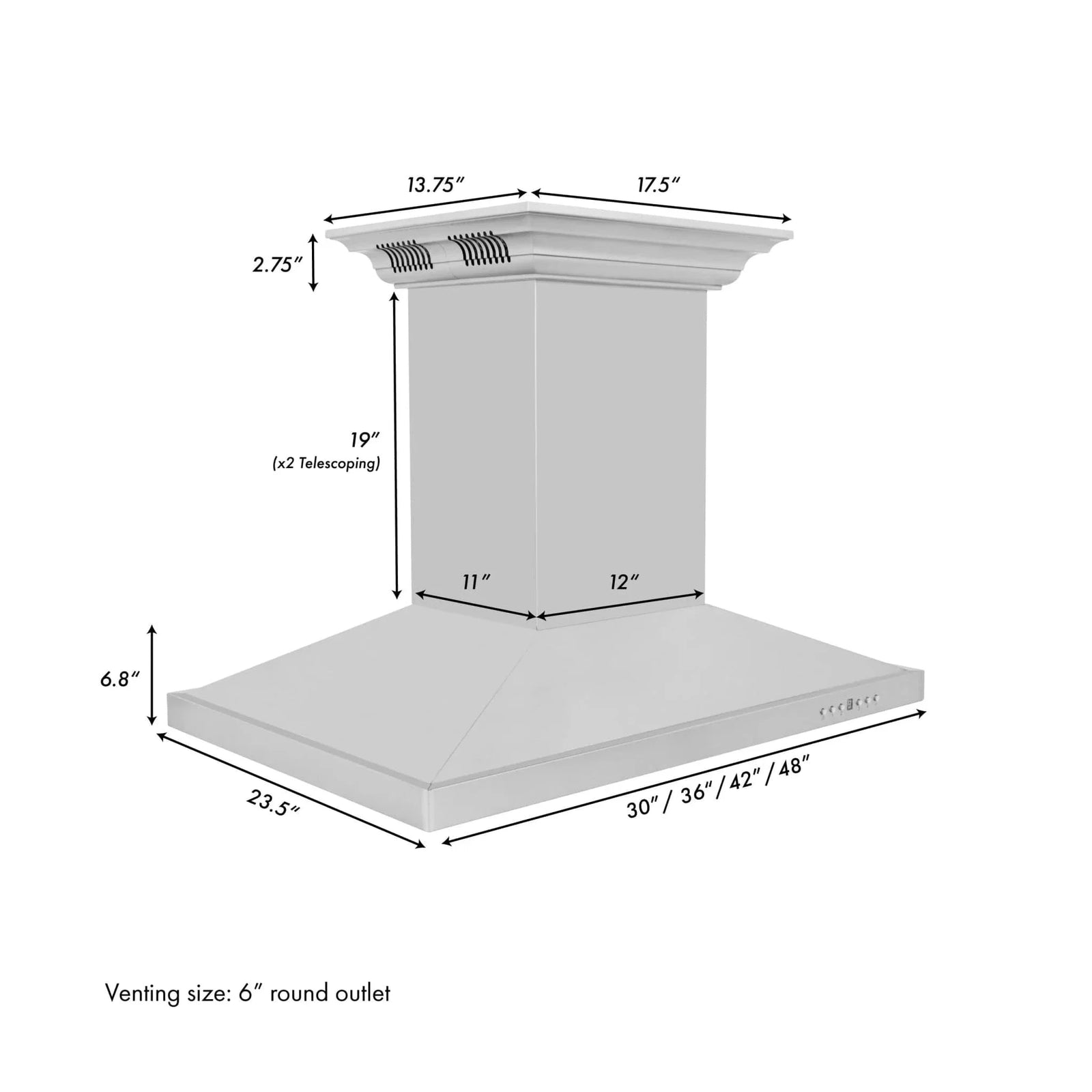 Zline Island Range Hood, Stainless, Bluetooth Speakers GL2iCRN-BT-30