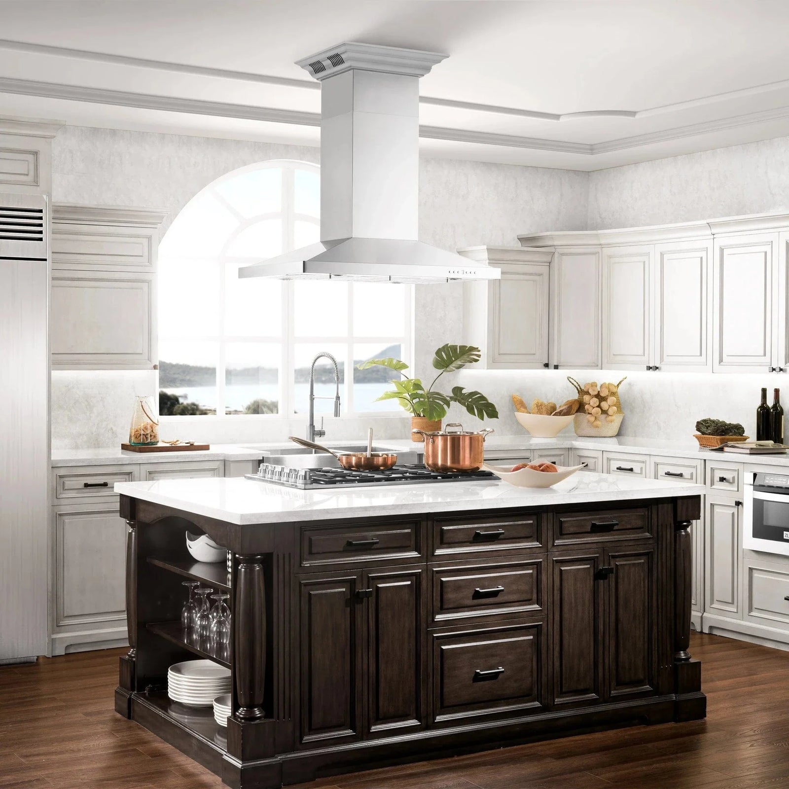 Zline Island Range Hood, Stainless, Bluetooth Speakers GL2iCRN-BT-30