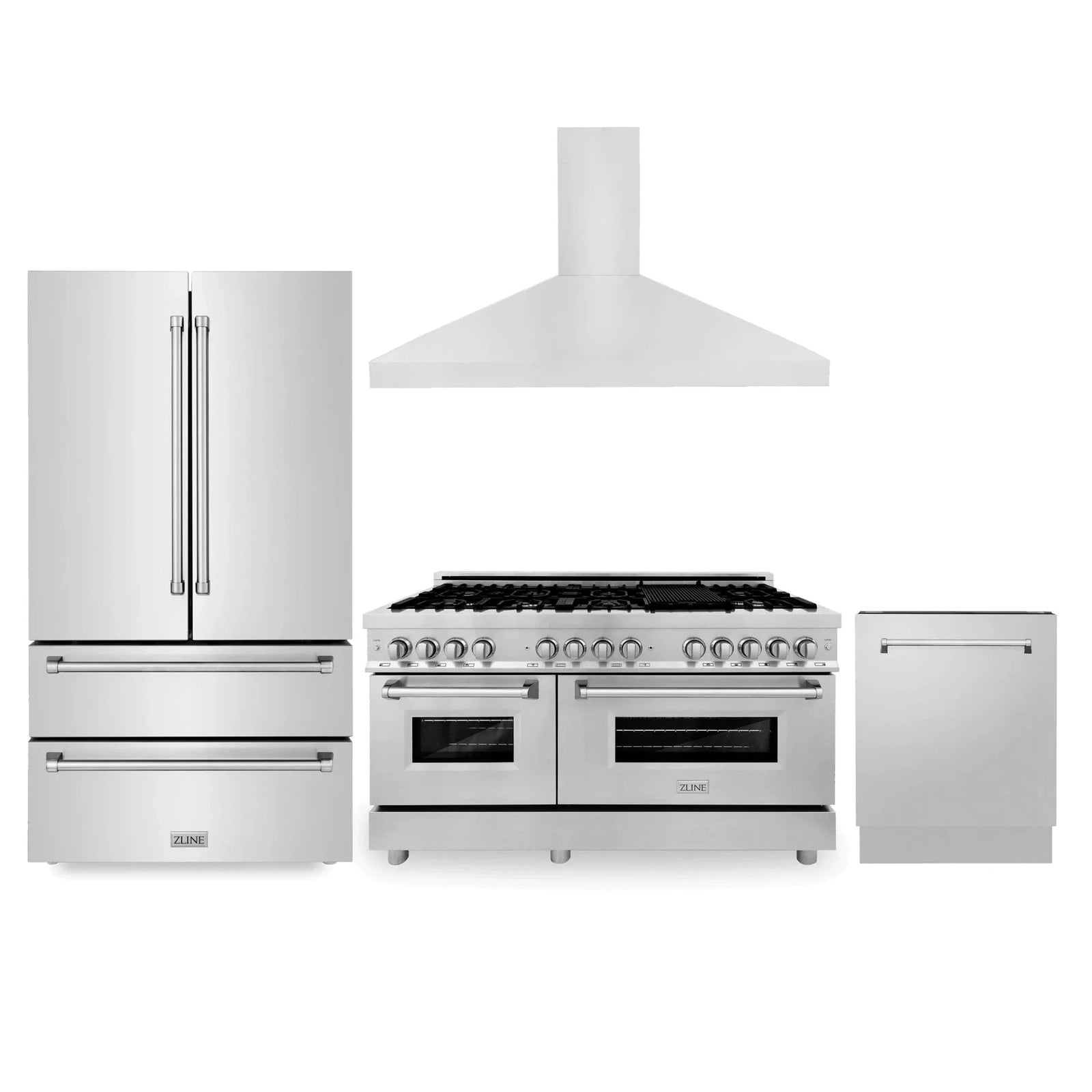 ZLINE Kitchen Package Refrigerator, Range,Range Hood , Dishwasher, 4KPR-RARH60-DWV