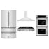 ZLINE Kitchen Package Refrigerator, Rangetop, Rangehood, Wall Oven, 4KPR-RTRH48-AWD