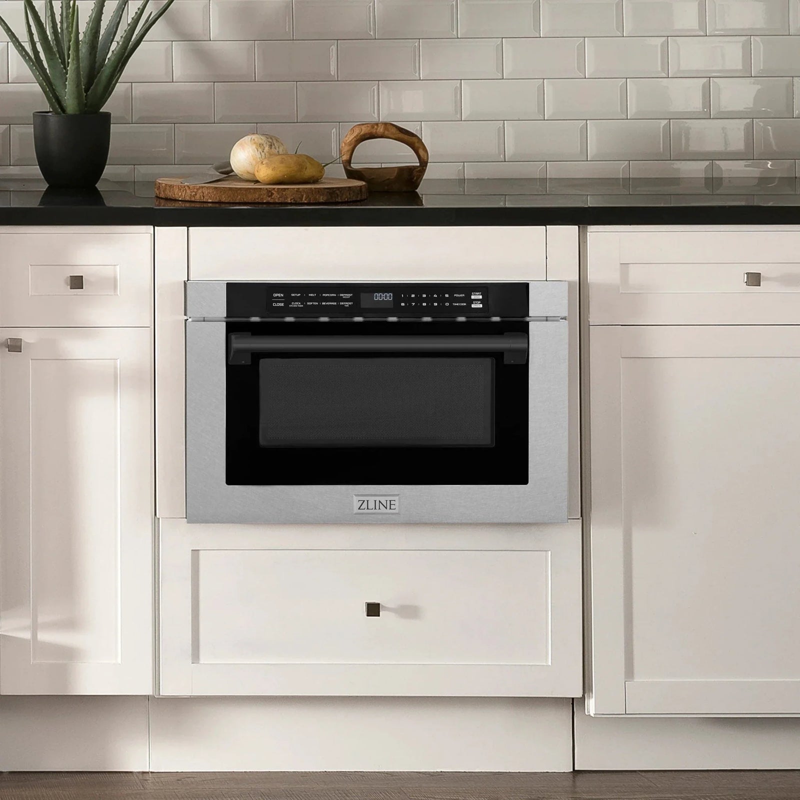 Zline Microwave Drawer, DuraSnow, Matte Black MWDZ-1-SS-H-MB
