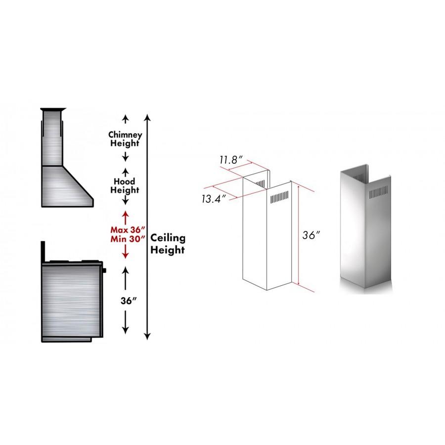 ZLINE Outdoor Chimney Extension, 10ft Ceilings, 1PCEXT-667/697-304