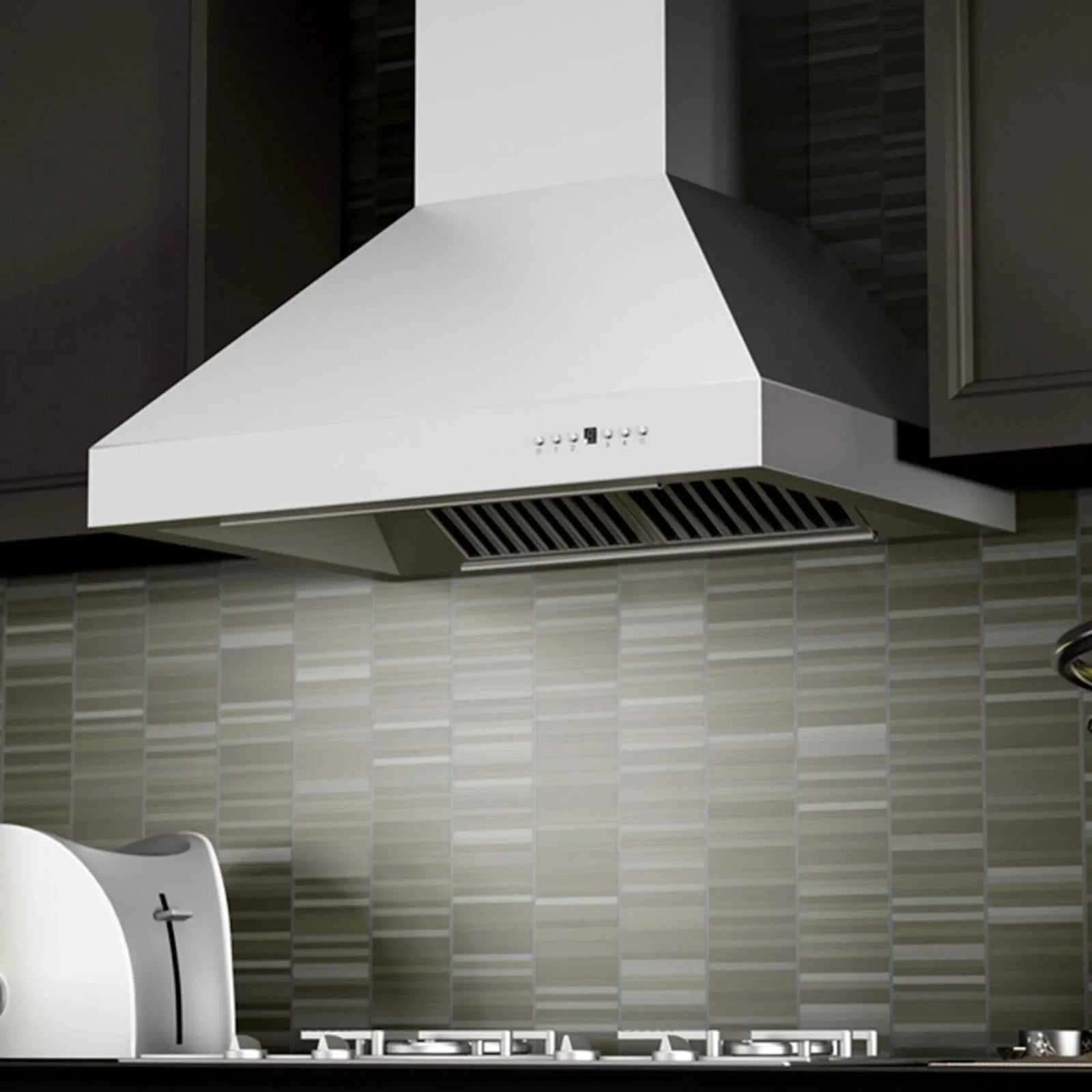 ZLINE Professional Convertible Vent Wall Mount Range Hood in Stainless Steel with Crown Molding 667CRN-36