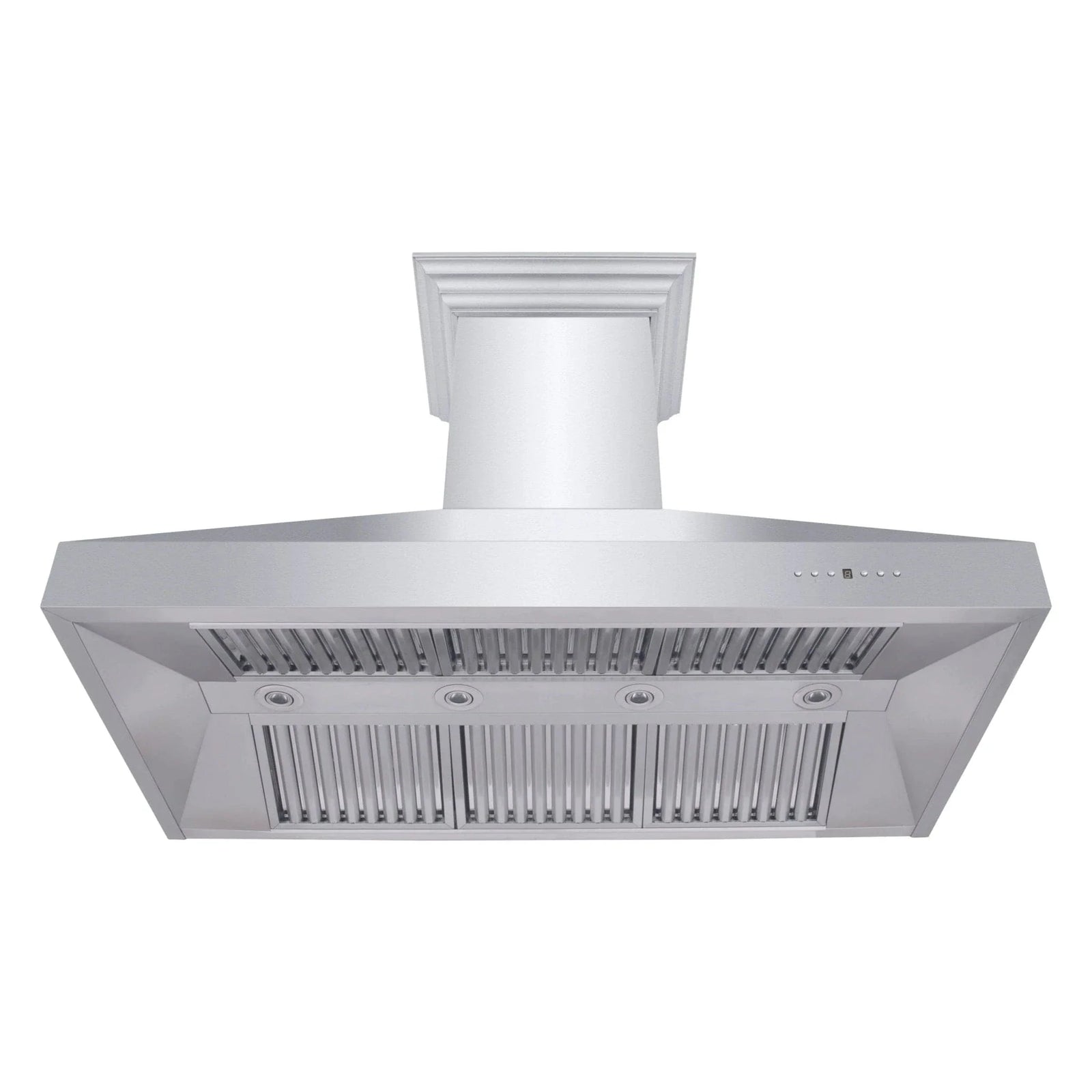 ZLINE Professional Convertible Vent Wall Mount Range Hood in Stainless Steel with Crown Molding 667CRN-48