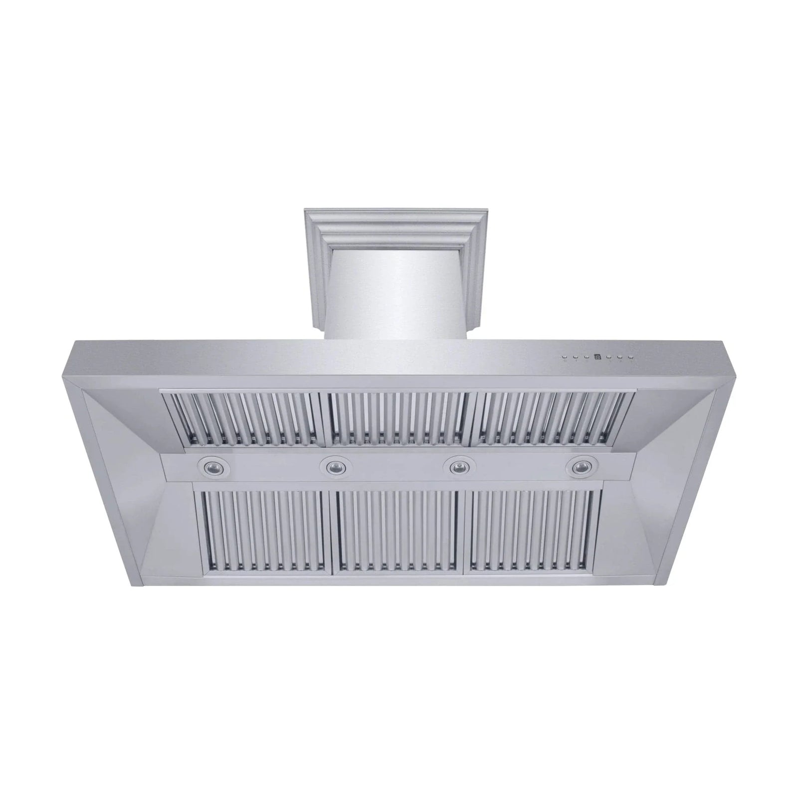 ZLINE Professional Convertible Vent Wall Mount Range Hood in Stainless Steel with Crown Molding 667CRN-48