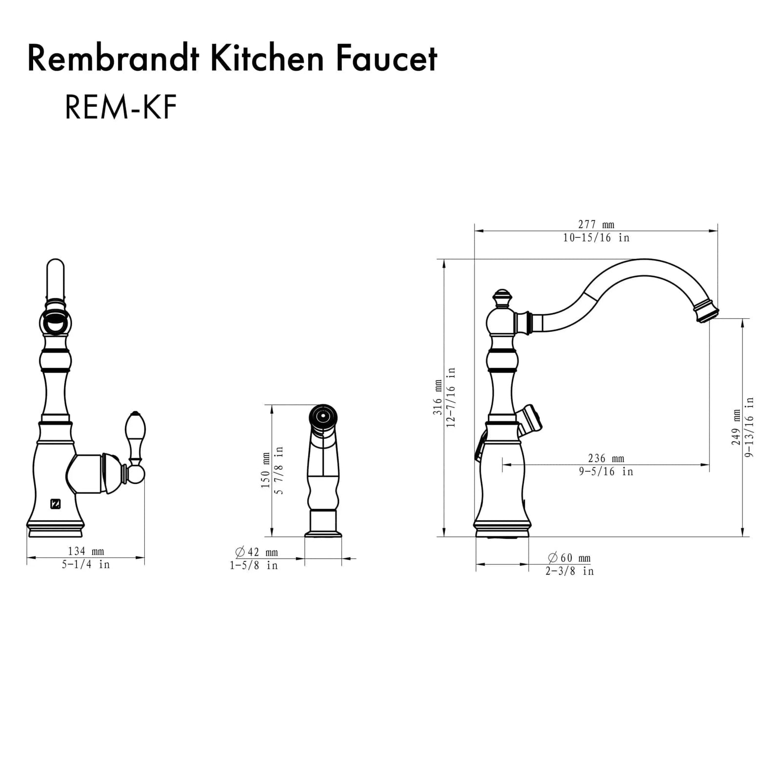 ZLINE Rembrandt Kitchen Faucet, REM-KF-BN
