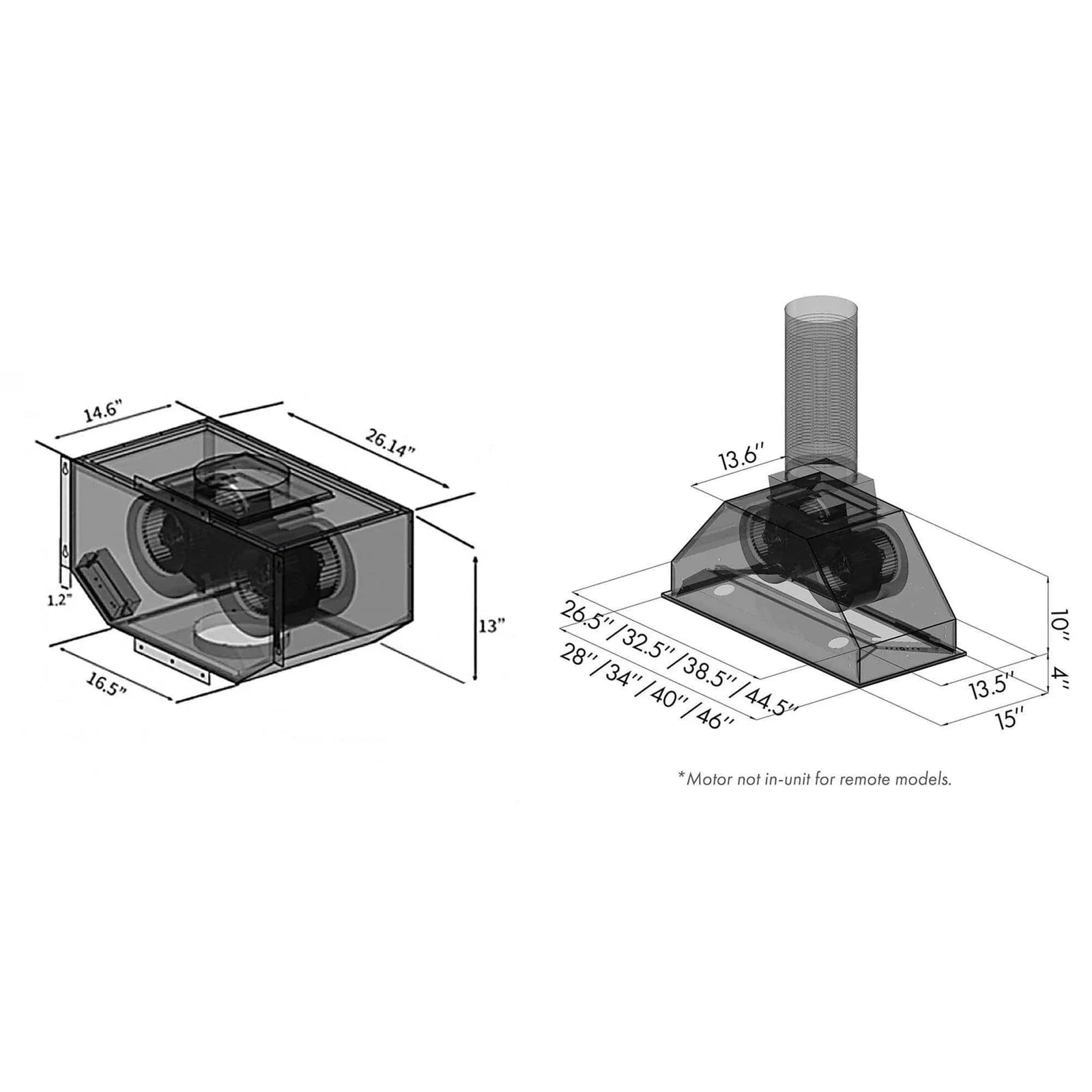 ZLINE Remote Blower Ducted Range Hood Insert in Stainless Steel 695-RD-28