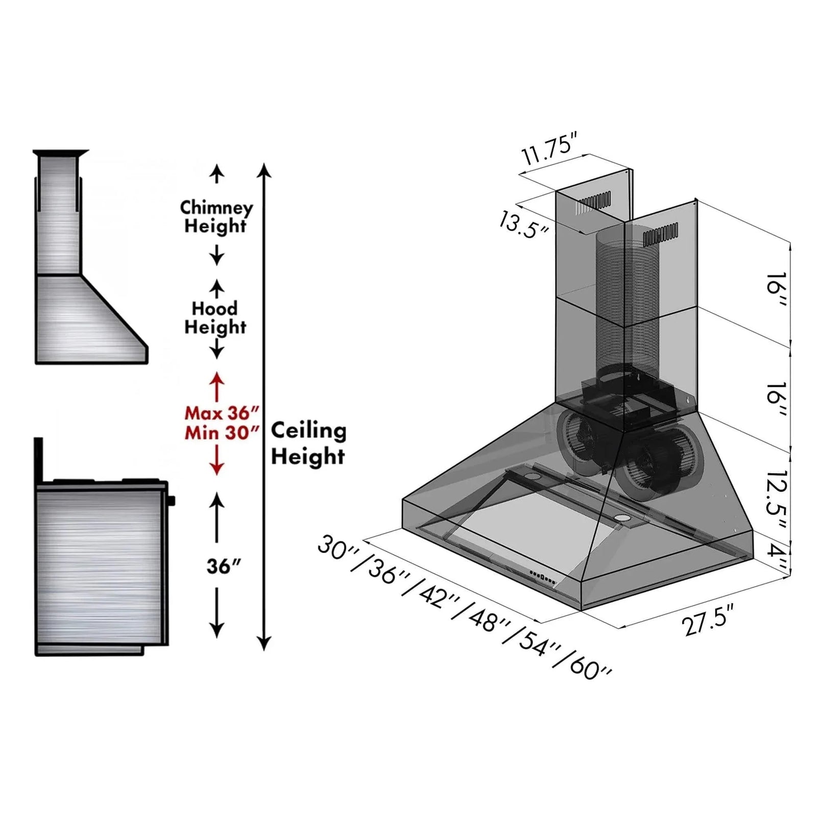 ZLINE Ducted Wall Mount Range Hood in Outdoor Approved Stainless Steel 697-304-30