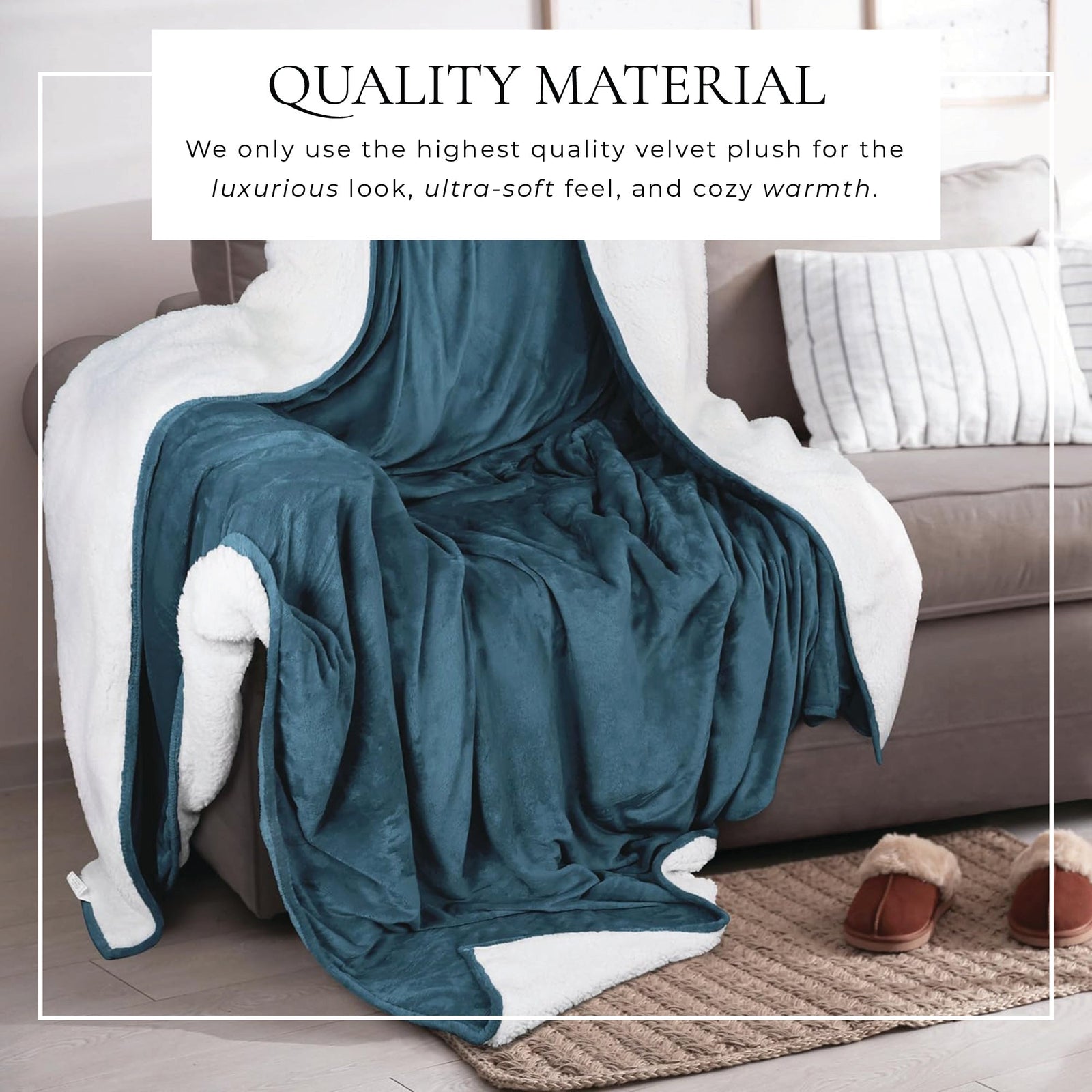 Velvet Plush Sherpa Bed Blanket - Sherpa Fleece Collection