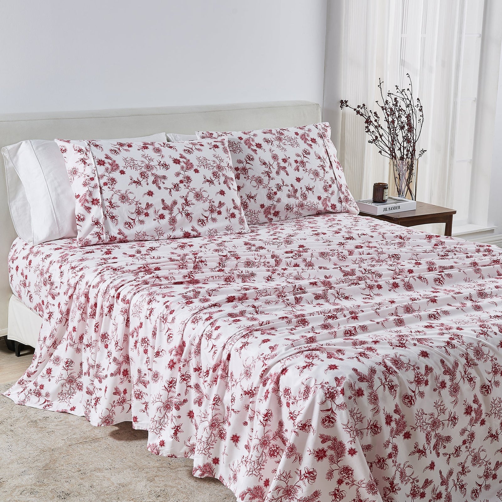 4 Piece Watercolor Floral Microfiber Sheet - Delia Collection
